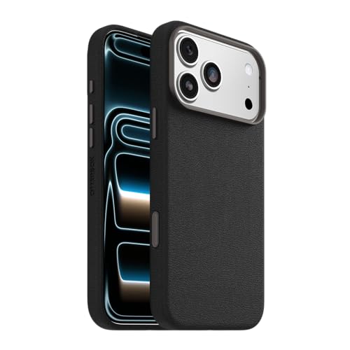 Image of OtterBox iPhone 17 Pro Max Symmetry Series Cactus Leather Case - Noir Ash - Black - Slim, Premium Protective iPhone Case