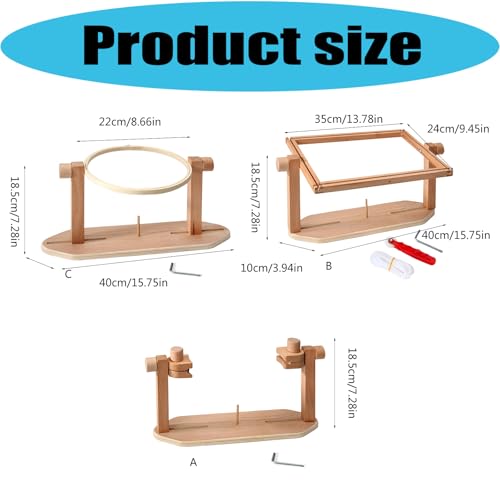 Soporte de bordado portátil de madera ajustable para coser en el sofá 3