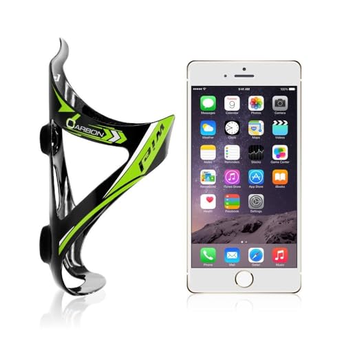Wiel 100% Full Carbon Fiber Bicycle Bike Light Drink Water Bottle Cage Holder (2PCs Green)