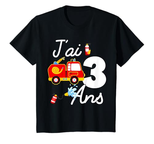 Anniversaire 3 Ans Camion Pompier Cadeau pour Garçon T-Shirt