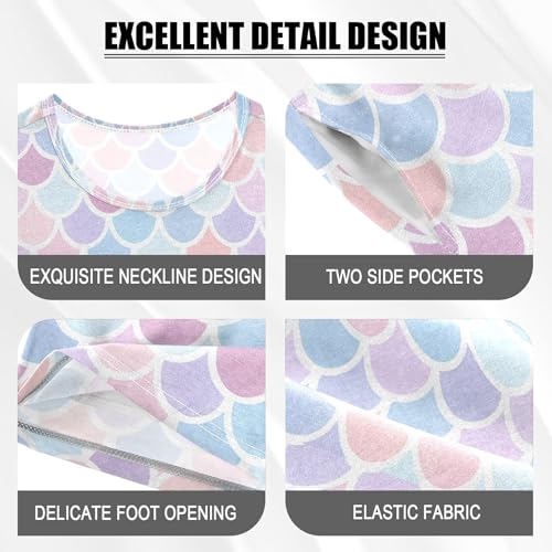 Pink Mermaid Scales Pajama Set Pajamas Sleepwear Nightwear Loungewear Clothes Set B04051214