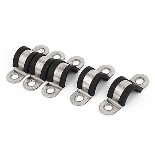 Aexit 14mm EPDM Clamps Rubber Lined Clips Cable Wire Fuel Hose Pipe Clamps Strap Clamps 5 Pcs