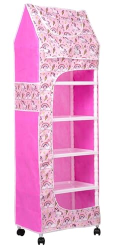 Image of YouCopia Baby Wardrobe Plastic Kids Storage Rack with Fabric Cover & Wheels | 6-Tier Plastic Shelves Organizer | Toy, Book & piceLiner Spice Drawer Liner, Kids Room (Unicorn)