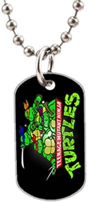 TMNT Teenage Mutant Ninja Turtles Custom New Big Size Oval Dog Tag Necklace,Extra one pc 3.3 " inch and 30" Aluminum Bead Chain