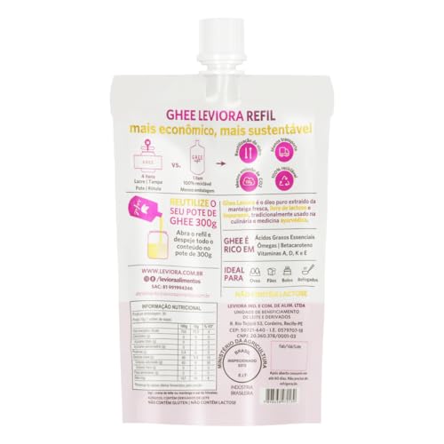 Manteiga Ghee Leviora Sal do himalaia Refil 300g