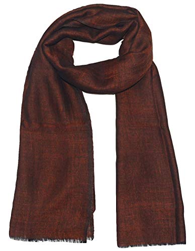 Pashmina Scarf, Fine Wool & Silk, Two Tone Herringbone Jacquard, Soft, Light, Warm Autumn Winter Scarf. (BURNT ORANGE & BLACK). X2996