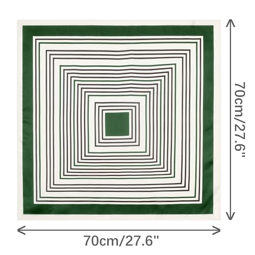Women Striped 27.6" Square Scarf, Contrast Color Satin Neckerchief Head Wrap Bandanas Neck Scarves3
