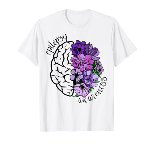 Epilepsy Awareness Purple Brain Flower T-Shirt