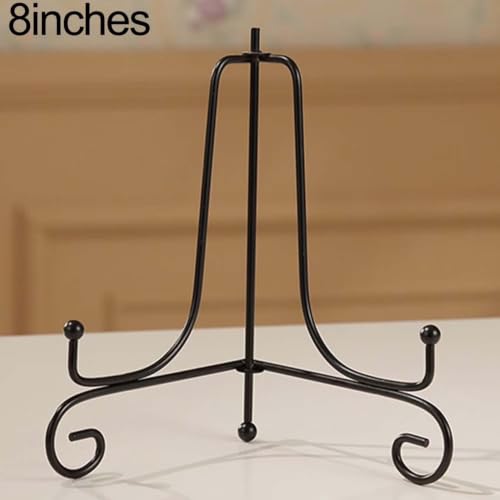 Image of Metal Photo Stand for Table - Elegant Display Stand for Decorative Plates and Pictures, Ideal Metal Tabletop Photo Frame Stand for Home and Office Decor (8 IN (2 Pcs) Folding)