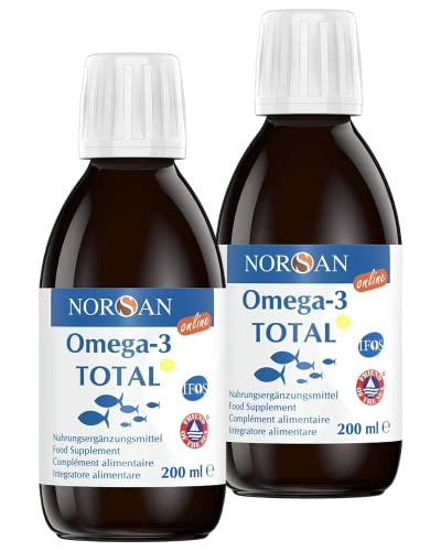NORSAN Premium Omega 3 Fischöl Total Zitrone Online hochdosiert 2er Pack (2x 200 ml) / 2.000mg Omega 3 pro Portion / Omega 3 Öl mit EPA & DHA / Omega 3 Premium Öl mit 800 IE Vitamin D3 Cover