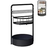Estante giratorio de 360°, organizador de estantes redondos en capas para condimentar botellas y aceites, encimera y almacenamiento de gabinetes para cocina, despensa y comedor (negro)