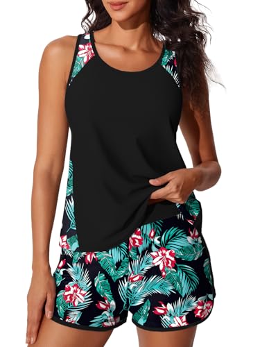 Image of Summer Mae Blouson Tankini Swimsuits for Women Tummy Control Bathing Suits | swim shorts with pockets,modest top with removable padded,2-piece 2026 for beach,pool,cruise