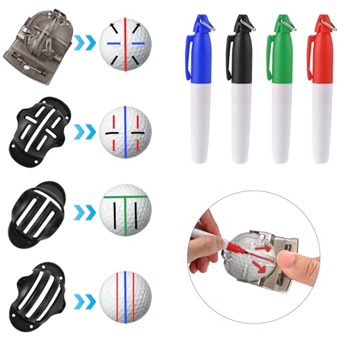 GOLDGE 10pcs Complete Golf Essentials Kit - Including Pro Club Brush Cleaner with Retainer Clip, Squeeze Water Bottle, Groove Sharpener & 8 Pcs Precision Ball Markers (4 Stencils & 4 Markers) - Thumbnail 6