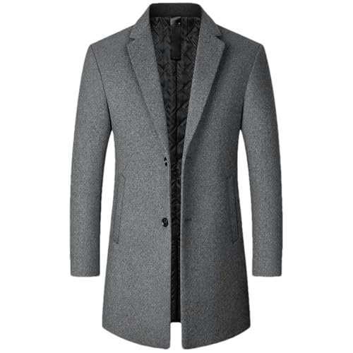Veste longue en laine mélangée homme gris taille L - Manteau chaud d'hiver élégant