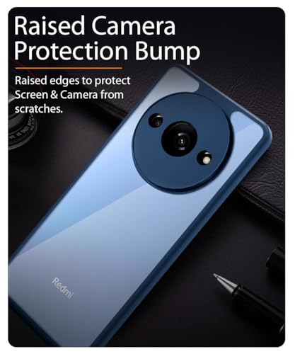 Image of WOW IMAGINE Shockproof Hybrid Back Cover for Mi Redmi A3 2024 | Redmi A3X | Poco C61 | Hard Slim fit Back Case | PC & TPU | Clear Transparent Case - Blue