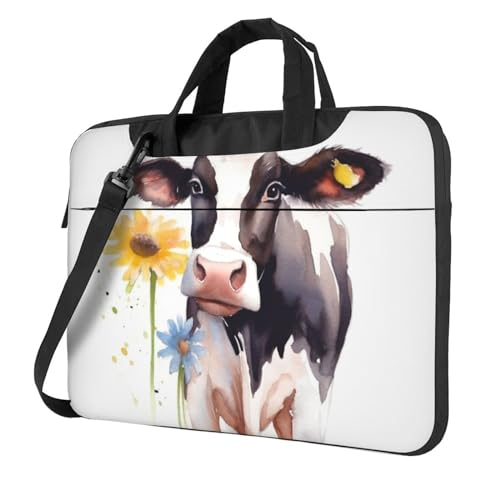 Bolso bandolera para laptop unisex con diseño floral miniatura 1