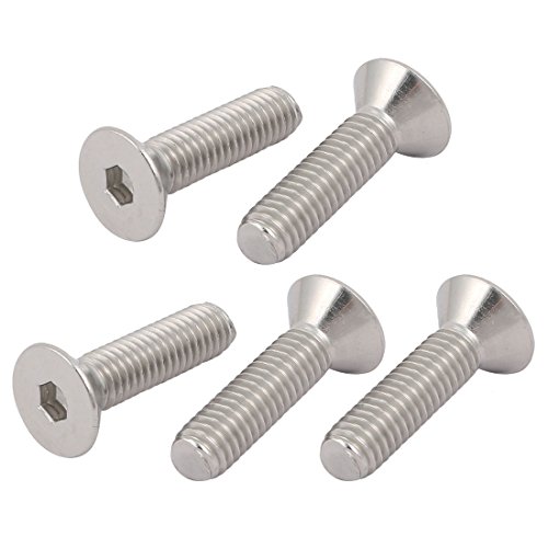 Sourcingmap 3/8-16 x 1-1/2" 304 Stainless Steel Flat Head Hex Socket Cap Screw Fastener 5pcs, Silver Tone