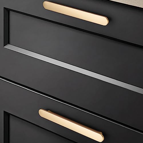 Guolich 2 Pcs Hole Centers 2.5 Inch(64mm) Kitchen Drawer Handle Door Cabinet Pulls Zinc Alloy Handle Modern Gold Brushed Brass Hardware for Wardrobe Bathroom Dresser - Image 4