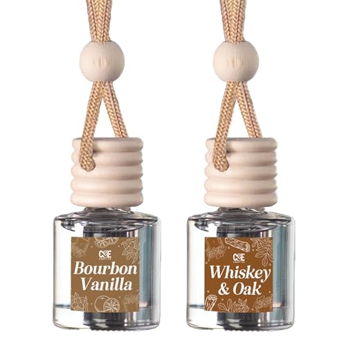 Image of CANDECraftCo Car Air Hanging Fragrance Oil, Car Auto Freshener for Essential Oils, Scents Fragrance Aromatherapy Automobile Diffuser, Long Lasting (Bourbon Vanilla + Whiskey Oak)