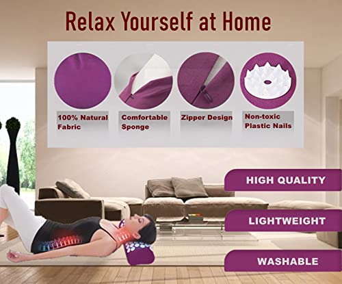 Dorosun Acupressure Pillow Acupuncture Massager For Massage Neck Back Head Pain Relief, Relieves Muscle Stress Relaxation, Purple #TOP1