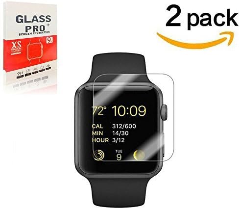 38mm Apple Watch Screen Protector for Series 1, 2 & 3, WANGCL Premium Anti-Scratch Tempered Glass Screen Protector [2PACK] [Only Covers The Flat Area]