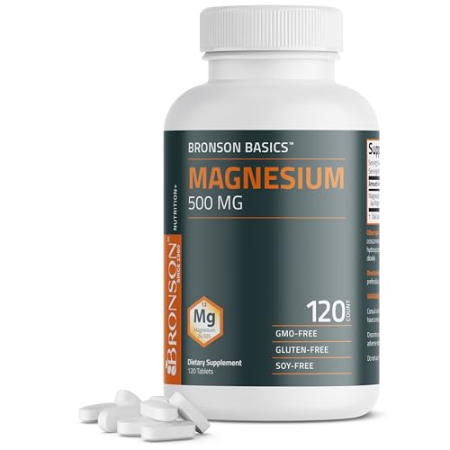 Bronson Magnesium 500 MG Supports Bone & Muscle Health & Nervous System Support - Non-GMO 120 Vegetarian Tablets