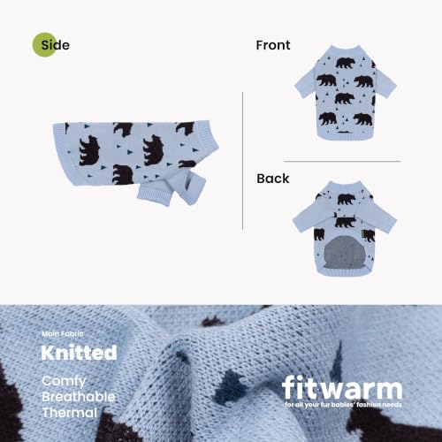 Image of Fitwarm Polar Bear Dog Jacquard Sweater, Cozy Winter Clothes for Small Dogs Boy Girl, Knitted Pet Outfit, Light Blue, Black, XXL