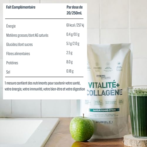 Vitalité + Collagène en poudre, paquet de 600 g - Saveur pomme-citron - Soutien à la santé globale et bien-être - 30 portions à 20g/jour – Image 6