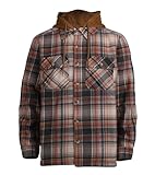 Picture of Mens Heavyweight Hoodies Casual Zip Up Plaid Flannel Shirt Jackets Winter Thick Berber Lined Fleece Coat Brown Tan Large