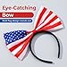 jlzlylkl 2 Pcs 4th Of July Headband Fashion American Flag Bow Headband Big Grosgrain American Flag Hair Accessory Shiny Design for World Cup Party Supplies