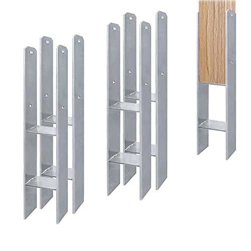 Aufun 4 Stück H-Pfostenträger in Ausführung 101mm H-anker H-Form Stahlträger- 600 mm Länge Materialstärke 5mm (4 Stück 101mm)