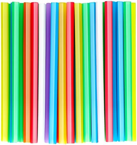50 PCS Jumbo Smoothie Straws, Colorful Disposable Plastic Milkshake Straw (0.43" Diameter and 8.2" long)