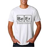 Beer Essential Elements - Camiseta Hombre Manga Corta (XL, Blanco)