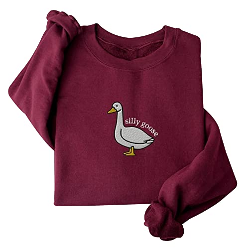 Embroidered Silly Goose Sweatshirt, Embroidered Goose Crewneck Sweatshirt, Silly Goose Shirt, Funny Sweatshirt, Funny Embroidered Shirt