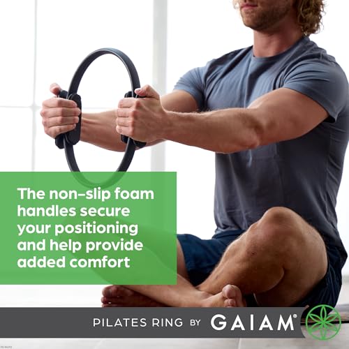 Image of Gaiam Pilates Ring Fitness Circle, Toning Arms, Legs & Core | 15 inch Magic Circle | Foam Padded Handles | Lightweight & Flexible | Home & Studio | Includes Exercise Guide