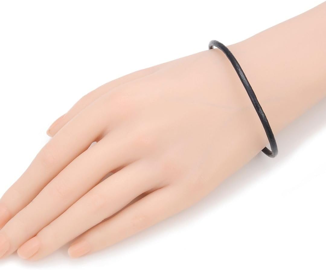 Adabele Authentic 3mm Leather Cord Charm Bracelet 925 Sterling Silver Clasp Women Men Jewelry Hypoallergenic Nickel Free (7 7.5 8 inch)