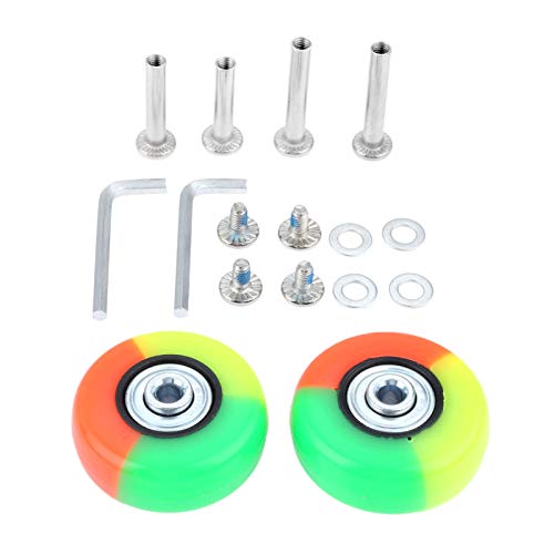Mtsooning 2 Unidades 50x18mm Rojo Amarillo Azul Maleta Equipaje Reemplazo de Ruedas con Ejes Llave Kit de reparaci¨®n