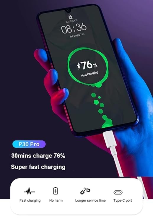Image of Orignal 120W Type C to C,Fast Charging Cable High Speed Data Transfer Compatible with vi-vo X90,X90 Pro,X80,X80 Pro,X70,X70 Pro (White Cable)
