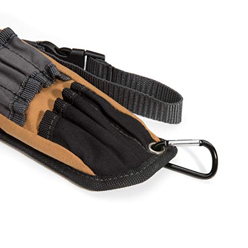 Dickies Large Pliers Holster And Tool Holder Work Belt Pouch, 4 Small Pockets, 4 Tool Loops, Durable Canvas, 2-Inch Belt Loop, Grey/Tan #TOP2