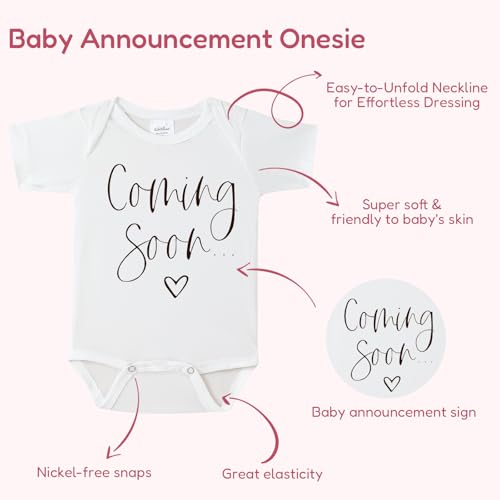 BIBIBLISSBABY Baby Coming Soon Bodysuit Announcement, Funny Pregnancy Announcement Gift for Grandparents to be,Baby Surprise to Family(Cloud)