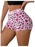 SOLY HUX Women's Leopard Panties High Rise Stretch Boyshorts Hipster Comfort Underwear Pink Graphic Large
