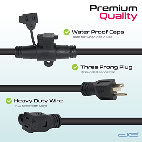 35 Ft Evenly Spaced Multiple Outlet 14/3 Extension Cord, Outdoor / Indoor - 7 Outlets Every 5 Feet, Christmas Lighting, Holiday Decorations, Uplighting, Stage Backlines #TOP6