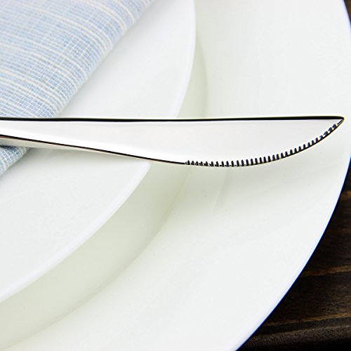 Silverware, Luxury Royal 20 Pieces 18/10 Stainless Steel Steak Knife and Spoon Fork Silverware Set, Service for 4 (4, Silver Flatware Sets) - Thumbnail 6