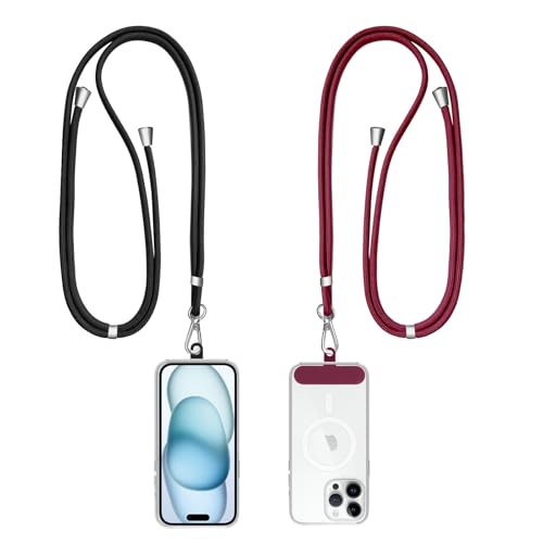 Wanme Phone Lanyard Crossbody Strap, 2 Pack Adjustable Neck Strap Necklace for iPhone Huawei Samsung All Smartphones with Transparent Patch