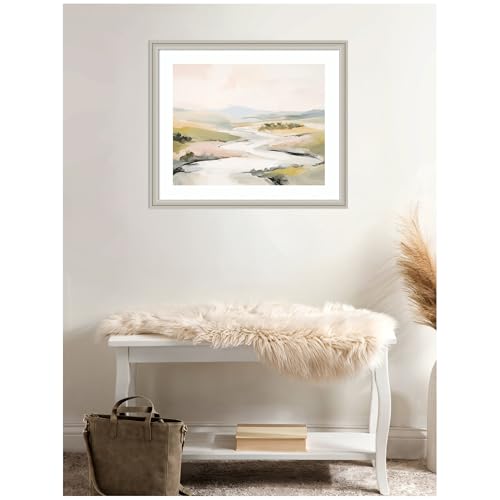Kate and Laurel Framed Wall Art Print Tranquil Landscape No. 2 by Amy Lighthall, 26 x 22, Florence Silver Frame, Modern Contemporary, Abstract Art for Wall Decor by Kate and Laurel - Used condition - Image 5