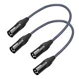 HUALEU 2 Pack 3 Pin XLR Male to Male Microphone Cables,1FT (OFC) Balanced XLR Audio Cable Male to Male,for Mixer Microphone DMX