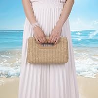 Top Handle Straw Clutch Handbags for Women, Summer Shoulder Crossbody Bag Raffia Evening Bag Woven Clutch for Beach, Travel, Parties, Khaki — image 4
