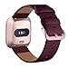 KADES Leather Band Replacement Strap for Fitbit Versa 2/Versa Lite/SE Smartwatch - Compatible With Women and Men (Wine Band+Rose Gold Buckle)
