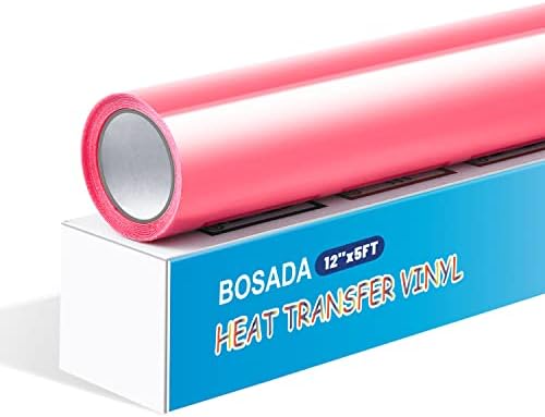 BOSADA Heat Transfer Vinyl 12" x 5ft HTV Iron on Transfer Paper for DIY Clothing,Logo,Hat,Fabric (Red)