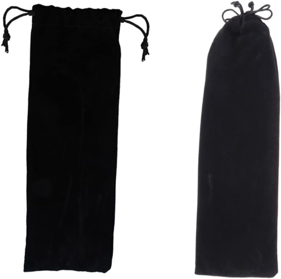 Straw Carrying Case Storage Bags 6pcs with Drawstring Black Flannel
